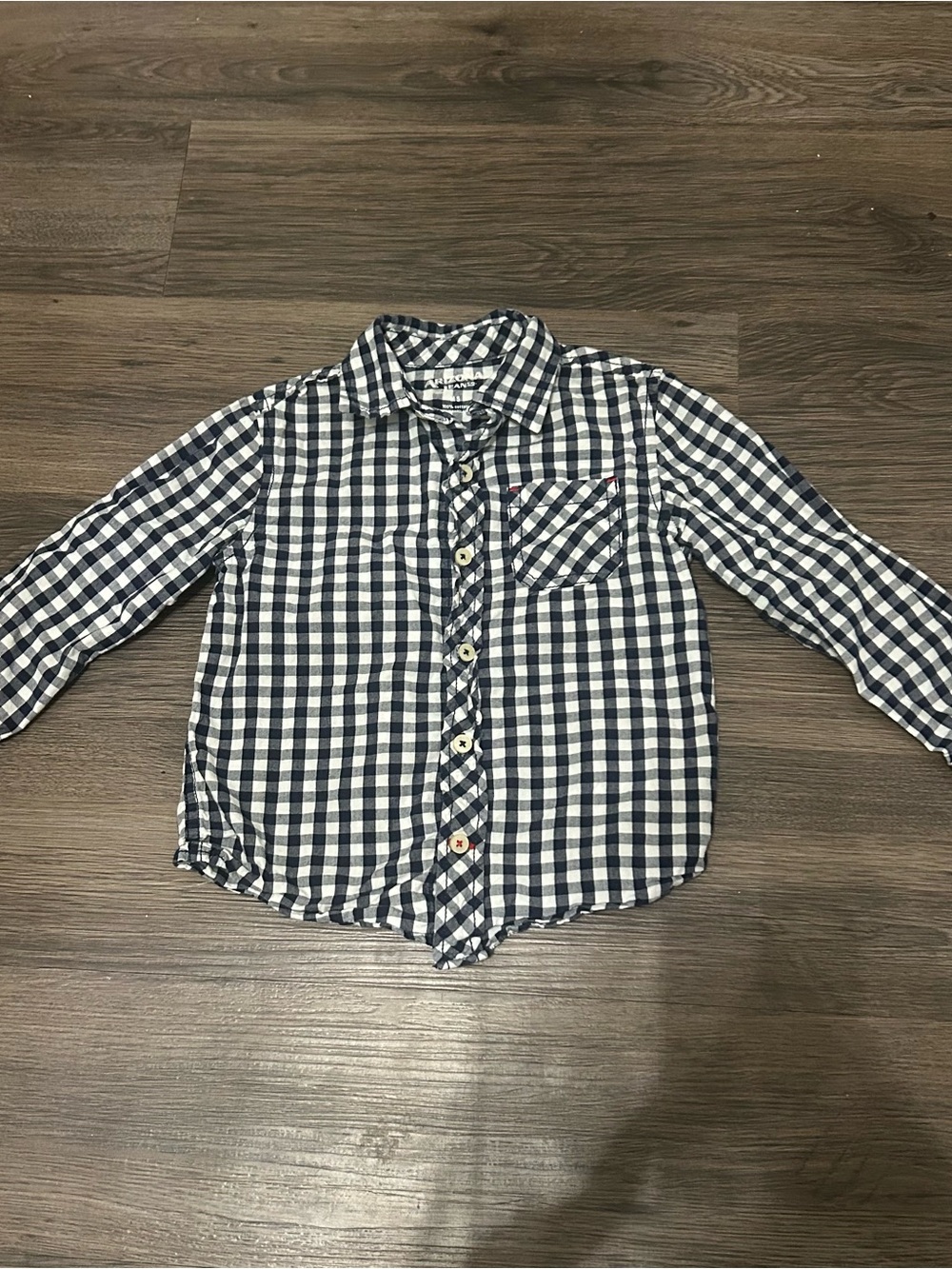 3/$12 Arizona Checkered Long Sleeved Button Down Shirt Boys Size 5